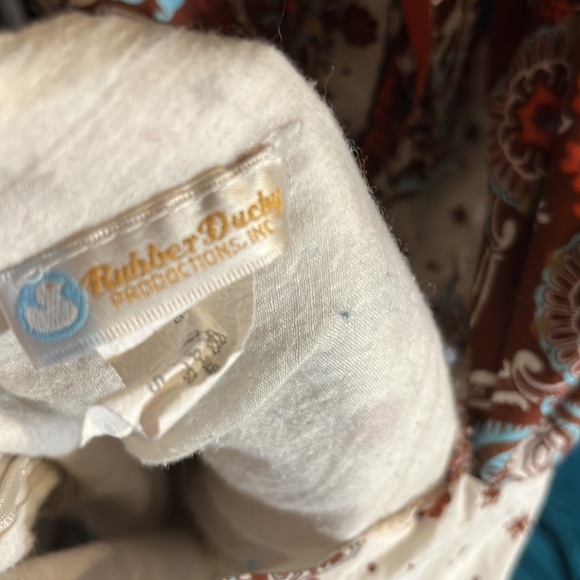 Rubber Ducky Productions, Inc. brown, blue,white,orange paisley tie backed dress - Picture 11 of 11